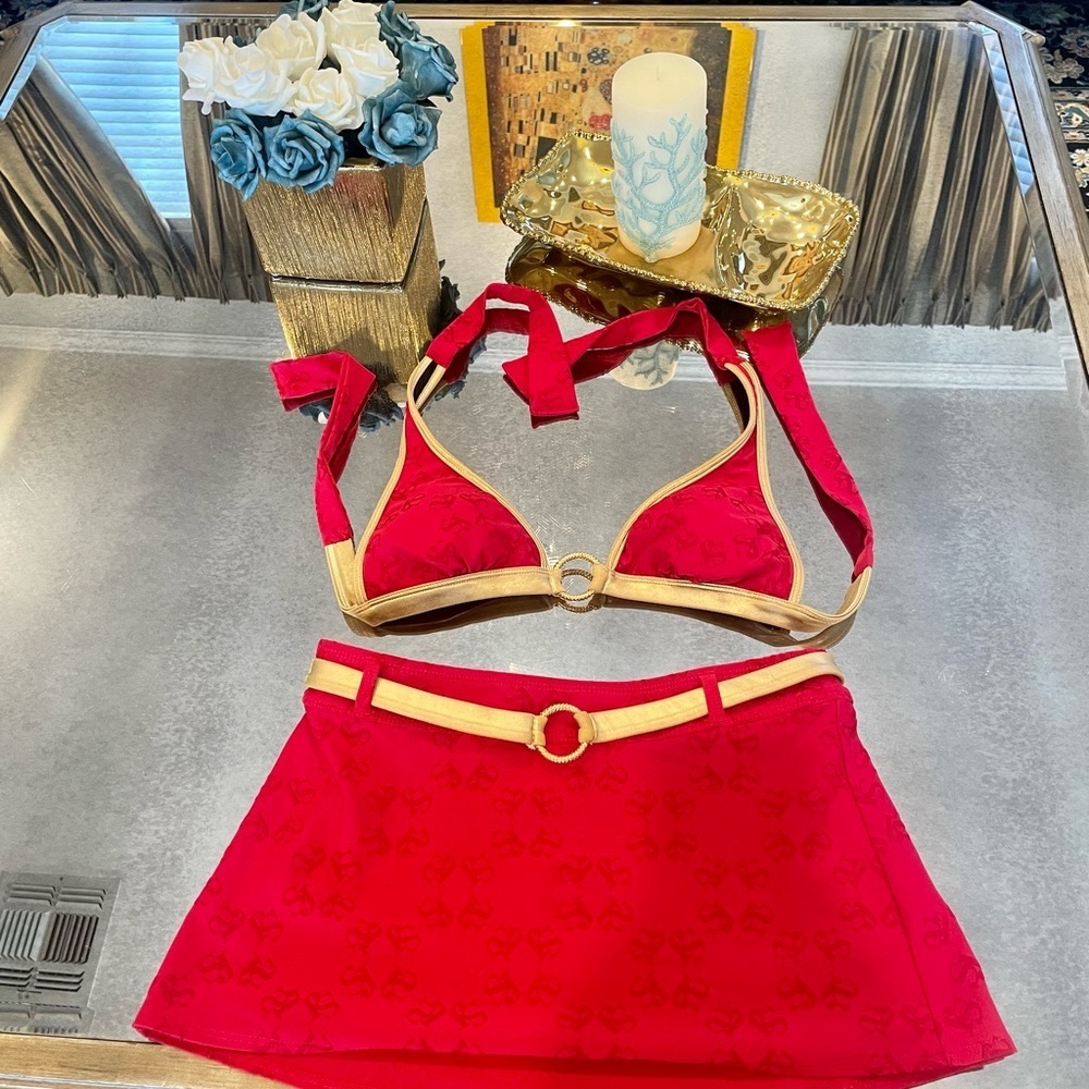 St John swim wear set red and gold size 4 and XS